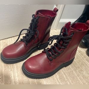 Brand new!! cherry red X-appeal combat style woman’s boots size 6.5